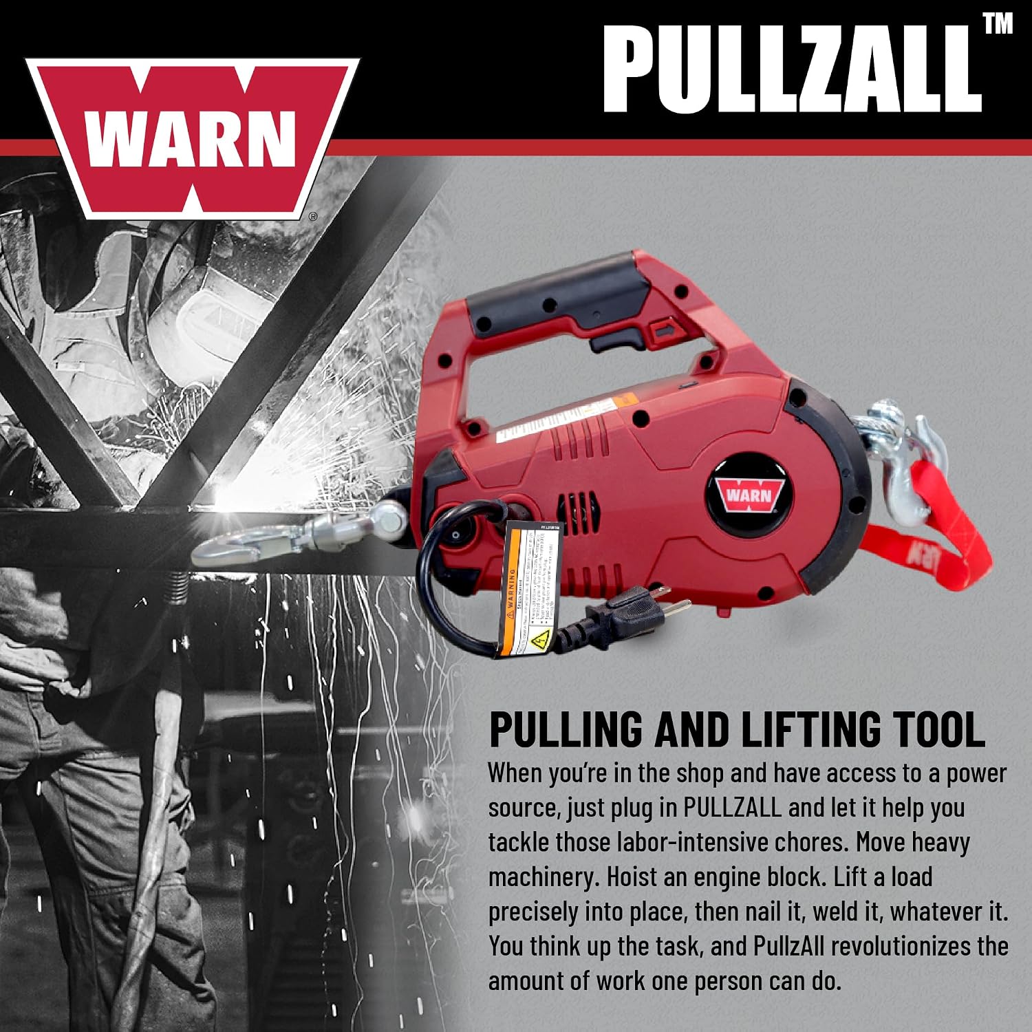 رافعة كهربائية WARN PullzAll تعمل بجهد 120 فولت (تيار متردد) وبسعة نصف طن (1000 رطل) رافعة كهربائية WARN PullzAll تعمل بجهد 120 فولت (تيار متردد) وبسعة نصف طن (1000 رطل)